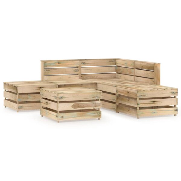 vidaXL Salon de jardin 6 Pièces Bois de pin imprégné de vert