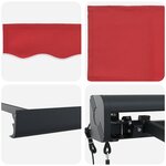 vidaXL Auvent Rétractable Rouge 400 × 300 cm Tissu  Métal