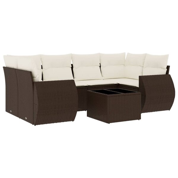 vidaXL Salon de jardin avec coussins 7 Pièces marron résine tressée