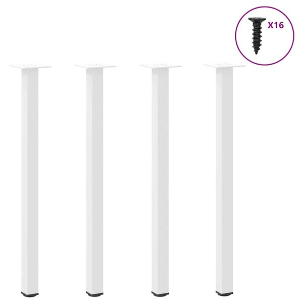 vidaXL Pieds de table console 4 pièces Blanc 72-74 cm Acier