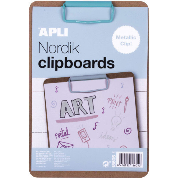 Porte bloc bleu en bois a5 clip metal