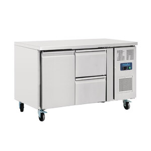 Table réfrigérée positive avec 1 porte et 2 tiroirs - polar - r600a - acier inoxydable1pleine x700xmm