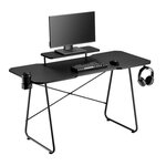 Bureau Gaming Noir - Plateau en mélaminé et pietement en acier noir