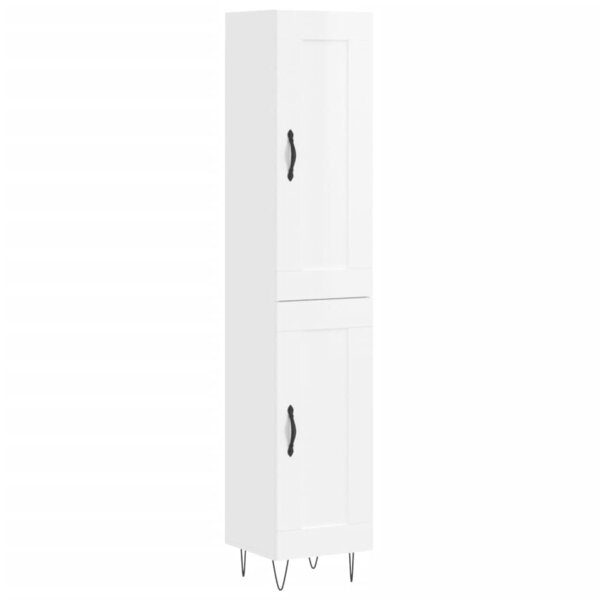vidaXL Buffet haut Blanc brillant 34 5x34x180 cm Bois d'ingénierie