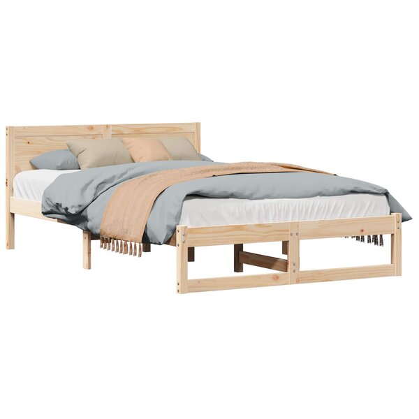 vidaXL Cadre de lit avec tête de lit Naturel 140 x 190 cm Pin massif