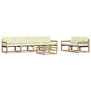 vidaXL Ensemble de canapés d'extérieur 7 Pièces Blanc et crème