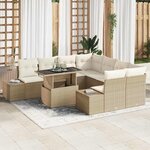 vidaXL Ensemble de canapé de jardin avec coussin 9 Pièces Beige  Crème