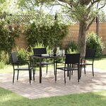 vidaXL Ensemble de salle à manger pour jardin 5 Pièces Noir polyrotin