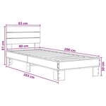 vidaXL Cadre de lit avec tête de lit Chêne fumé 80 x 200 cm