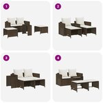 vidaXL Salon de jardin 5 Pièces avec coussins empilable marron polyrotin