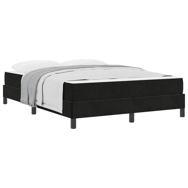 vidaXL Lit à ressorts avec matelas Noir 160 x 220 cm tissu