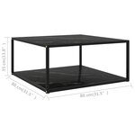 vidaXL Table basse Noir 80x80x35 cm Verre trempé