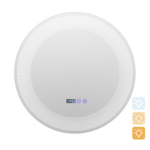 Miroir de salle de bain Ø 60 cm éclairage LED 3 couleurs désembuage rapide moderne en verre argent 20_0019985