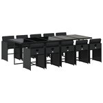 vidaXL Ensemble à manger de jardin 11 Pièces coussins noir résine tressée