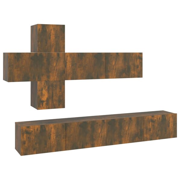 vidaXL Ensemble de meubles TV 7 Pièces Chêne fumé Bois d'ingénierie