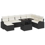 Ensemble de Canapé de Jardin en 9 Pièces avec Coussins Osier Poly Noir