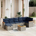vidaXL Salon de jardin 8 Pièces avec coussins gris résine tressée
