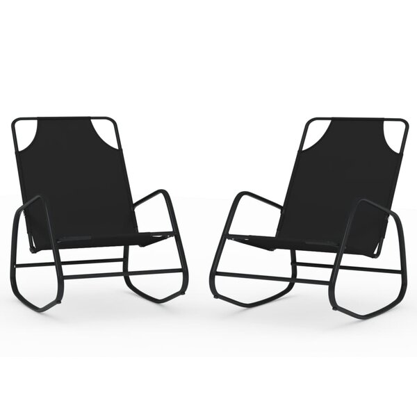 vidaXL Chaises longues à bascule 2 Pièces Noir Acier et textilène