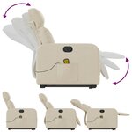 vidaXL Fauteuil inclinable de massage électrique Crème Tissu