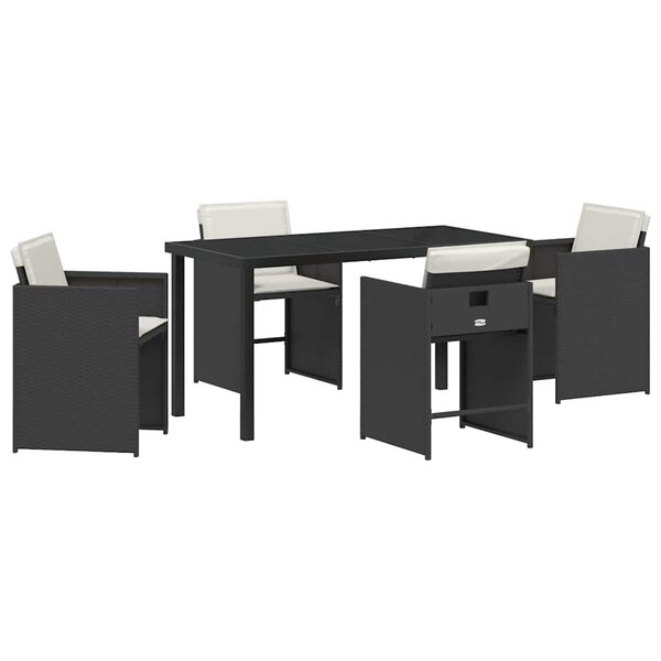 vidaXL Ensemble de salle à manger pour jardin 5 Pièces Noir polyrotin