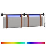 vidaXL Tête de lit suspendue Avec lumière LED Gris nuage PU antique