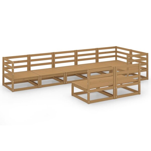 vidaXL Salon de jardin 8 Pièces marron miel bois de pin massif