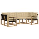 vidaXL Ensemble de canapés d'extérieur 6 Pièces Blanc et Beige