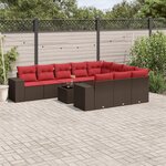 vidaXL Salon de jardin et coussins 11 Pièces marron résine tressée