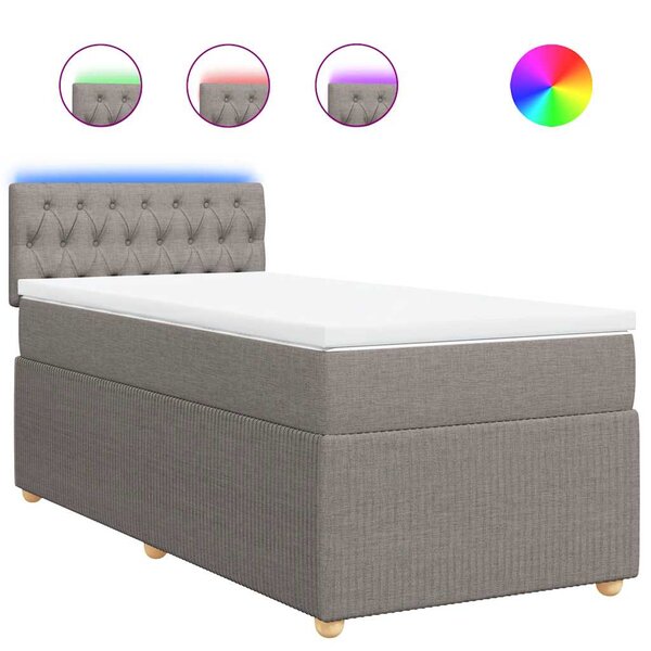 vidaXL Sommier à lattes de lit avec matelas Taupe 90x190 cm Tissu