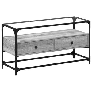 vidaXL Meuble TV avec dessus en verre sonoma gris bois d'ingénierie