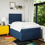 vidaXL Sommier à lattes de lit avec matelas bleu 120x190 cm tissu