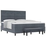 vidaXL Lit à ressorts avec matelas Gris foncé 180 x 200 cm Velours