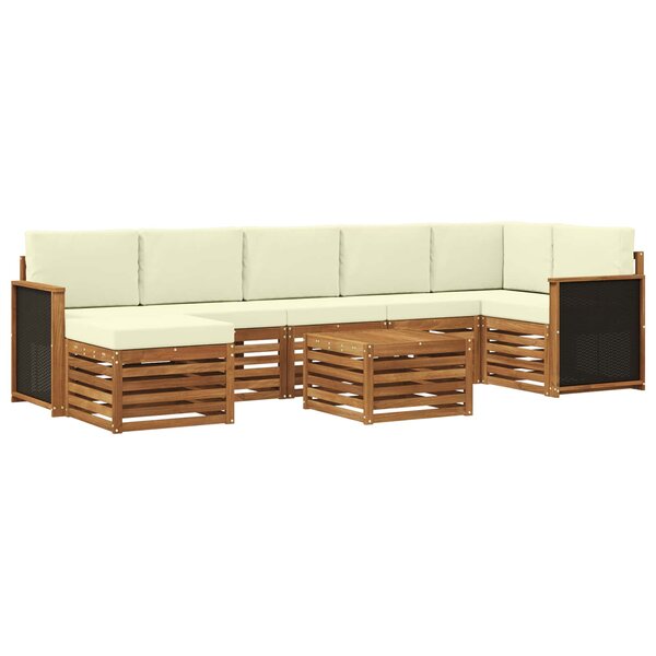 vidaXL Ensemble de canapés d'extérieur 7 pc Naturel et Crème
