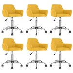 vidaXL Chaises pivotantes à manger lot de 6 Jaune Velours