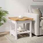 VidaXL Table d'appoint EKAI Blanc 50 x 50 x 45 5 cm Bois de pin massif