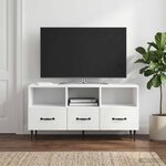 vidaXL Meuble TV Blanc brillant 102 x 34 5 x 50 cm Bois d'ingénierie
