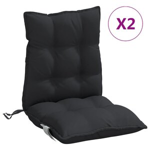 vidaXL Coussins de chaise à dossier bas lot de 2 noir tissu oxford