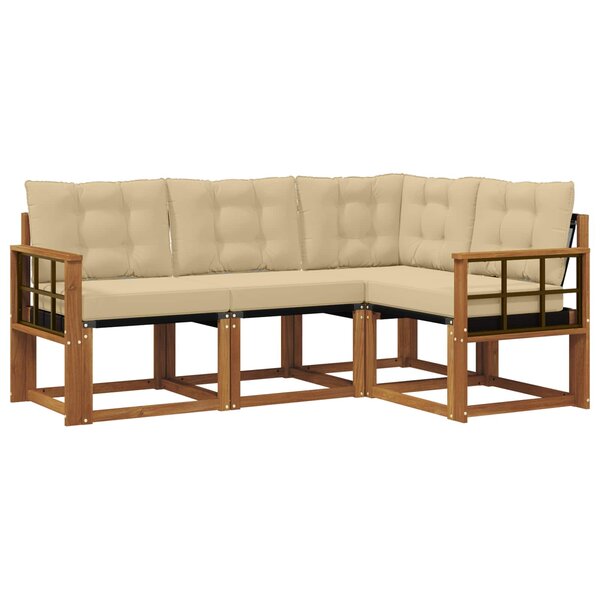 vidaXL Ensemble de canapés d'extérieur 4 Pièces Naturel et Beige