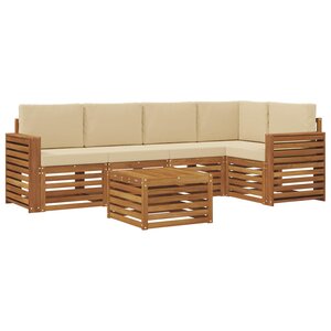 vidaXL Ensemble de canapés d'extérieur 6 pc Naturel et Beige Polyester