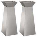 vidaXL Jardinière à pilier 2 Pièces Argent 40 x 40 x 100 cm Acier