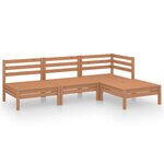 vidaXL Salon de jardin 4 Pièces Bois de pin massif Marron miel