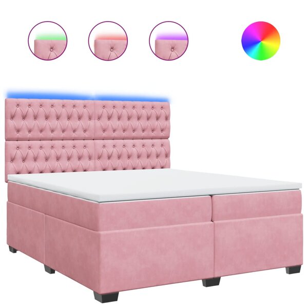 vidaXL Sommier à lattes de lit avec matelas Rose 200x200 cm Velours