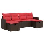 vidaXL Salon de jardin avec coussins 6 Pièces marron résine tressée