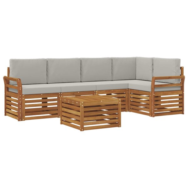 vidaXL Ensemble de canapés d'extérieur 6 pc Gris Naturel et Clair