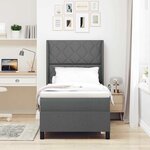 vidaXL Lit à ressort LED avec matelas Gris foncé 100 x 200 cm tissu