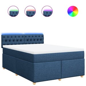 vidaXL Sommier à lattes de lit avec matelas Bleu 160x200 cm Tissu