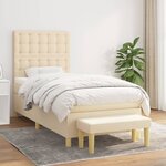 vidaXL Sommier à lattes de lit avec matelas Crème 90x200 cm Tissu