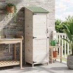 vidaXL Abri de jardin Blanc 59 5 x 56 x 176 5 cm Bois de Sapin Massif