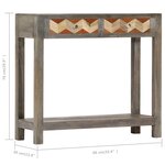 vidaXL Table console Gris 86 x 30 x 76 cm Bois de manguier massif