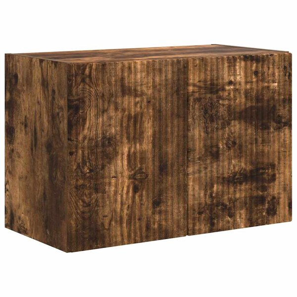 vidaXL Meuble TV mural Chêne fumé 59 5 x 31 x 40 cm Bois d'ingénierie